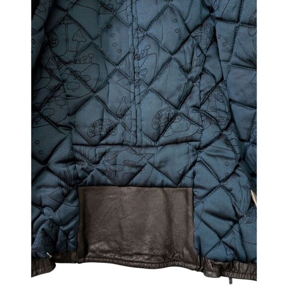 OZONE ROCKS Japanese Y2K VTG Black Leather Biker Jacket Quilted Lined Women's XS - Picture 9 of 12